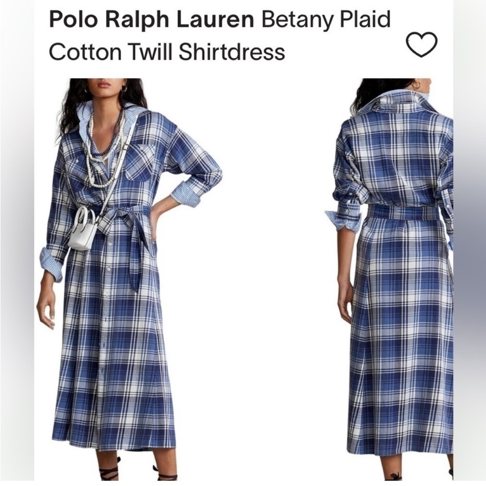 Polo by Ralph Lauren Blue and White Plaid Maxi Shirtdress